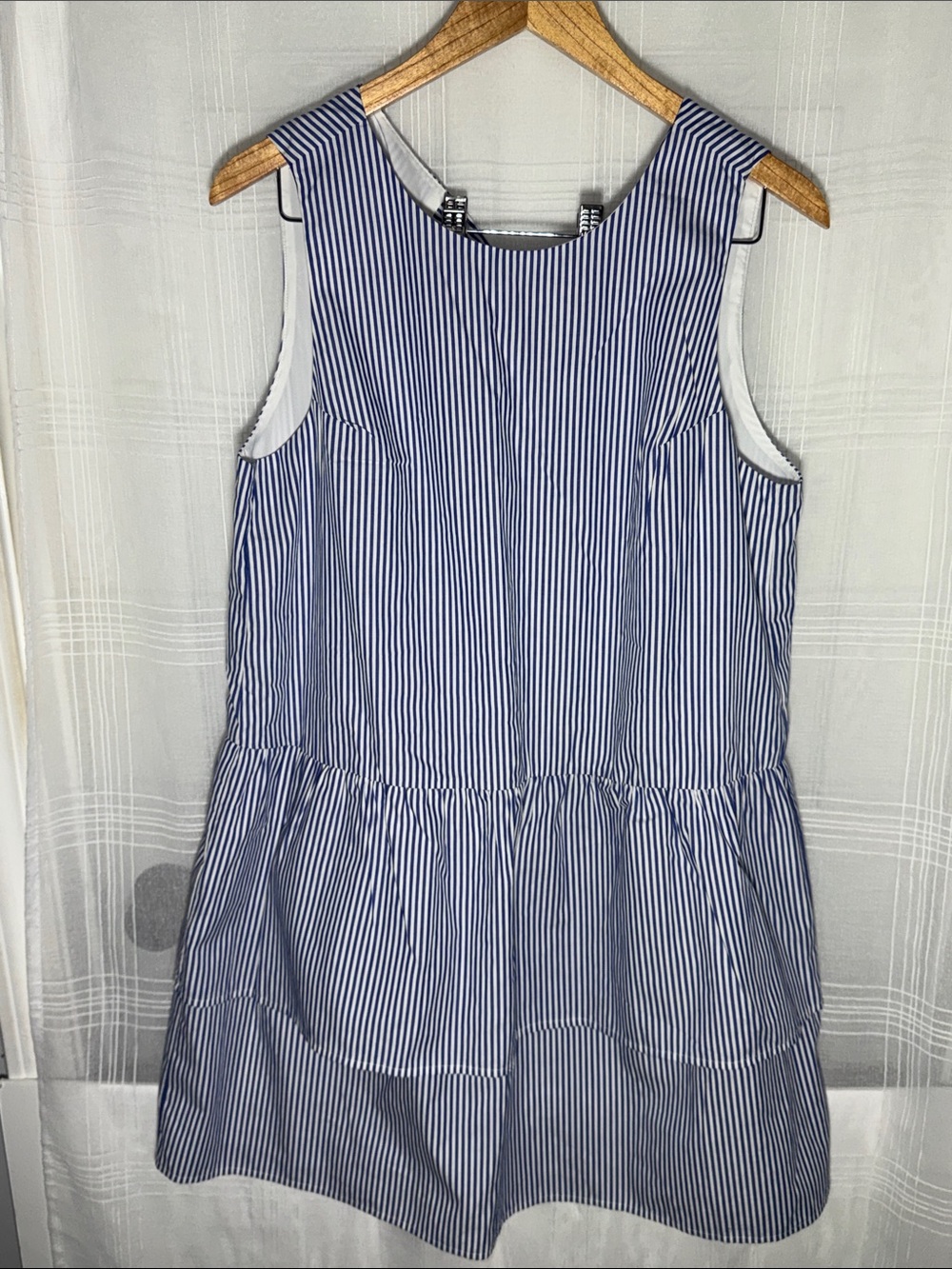 NWT Sugarlips Chance Mini Dress Blue White Striped Tiered Sleeveless Size Medium